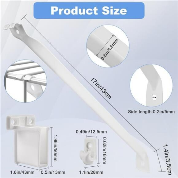 Wire Shelf Brackets 8 Pack 12 Inch Metal Closet Support with Clips and End Brack - Picture 2 of 8